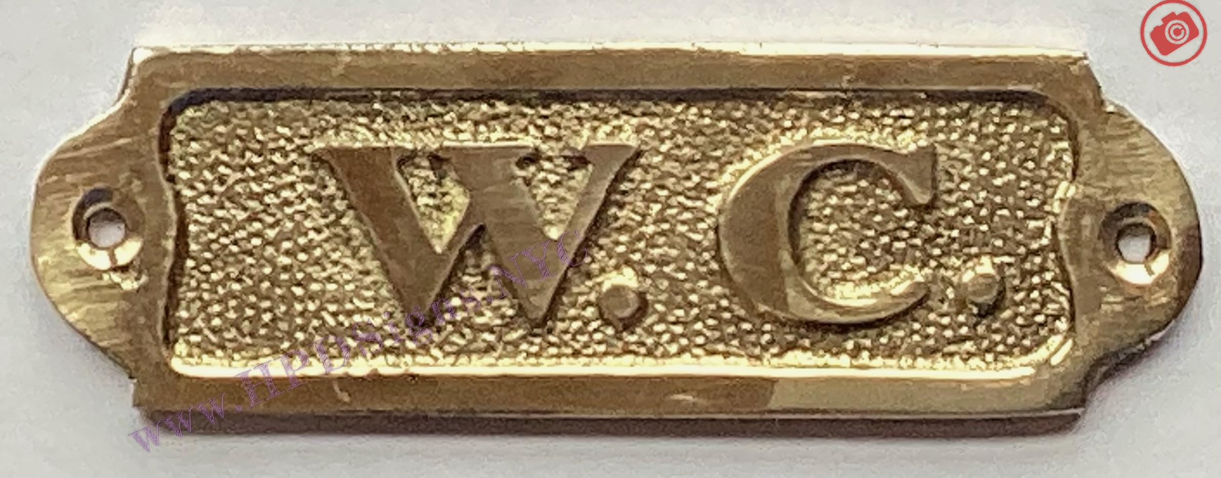 BRASS W.C. DOOR SIGN (BRASS, 3.75 X 1.25 INCH)