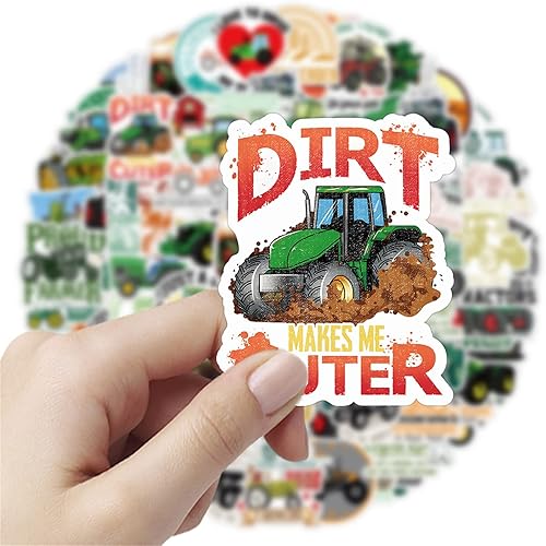 Miniatura 3 de Calcomanías de tractores, 50 calcomanías de granjero orgulloso de granjero, calcomanías de tractor verdes, calcomanías impermeables para botellas de