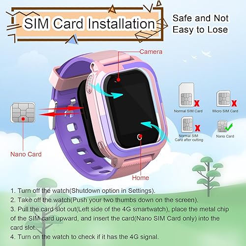 Miniatura 6 de Wonlex Reloj inteligente para niños con tarjeta SIM, rastreador GPS 4G para niños, compatible con línea de Whatsapp, llamadas en tiempo real,