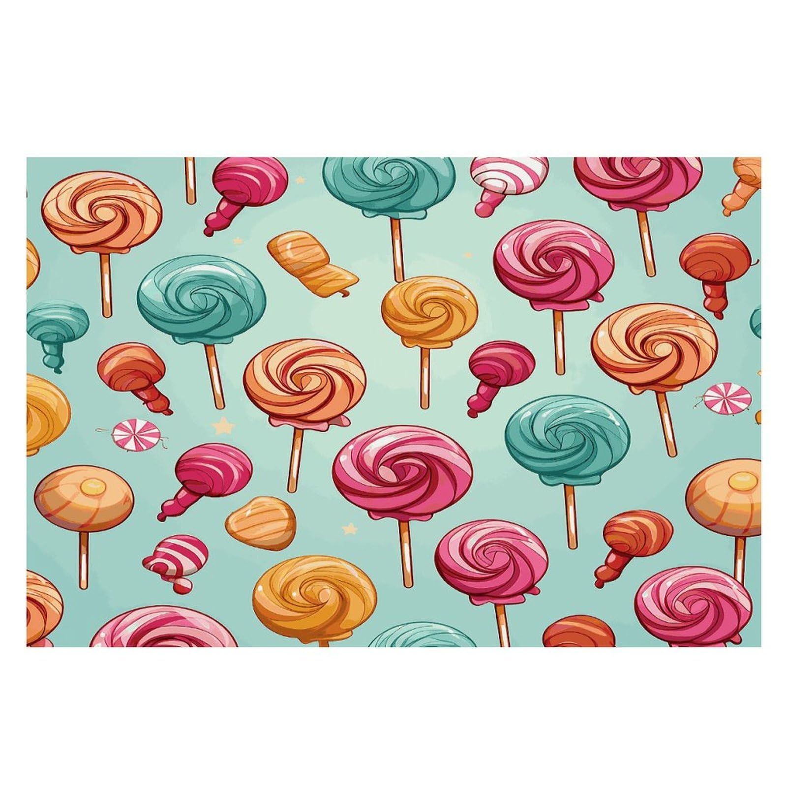 Candy Placemats Heat-Resistant Washable Place Mats Anti Slip Dining Table Place Mats Wipeable Dining Table Mats Kitchen Decoration Placemats 17.7’’×11.8’’