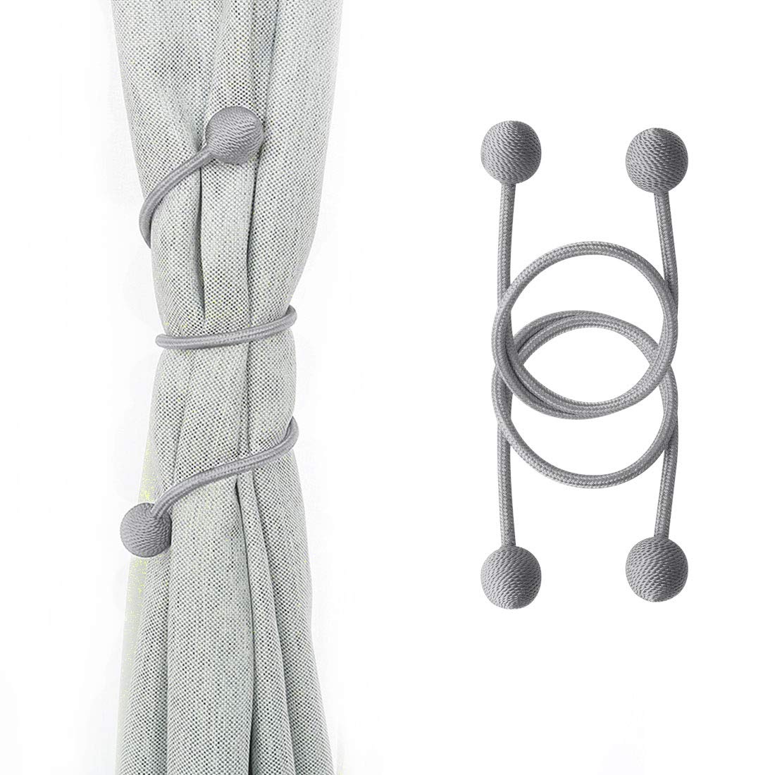 Lazos para Cortinas de Cuerda Gris OUdini con Sujeción Firme sin Instalación