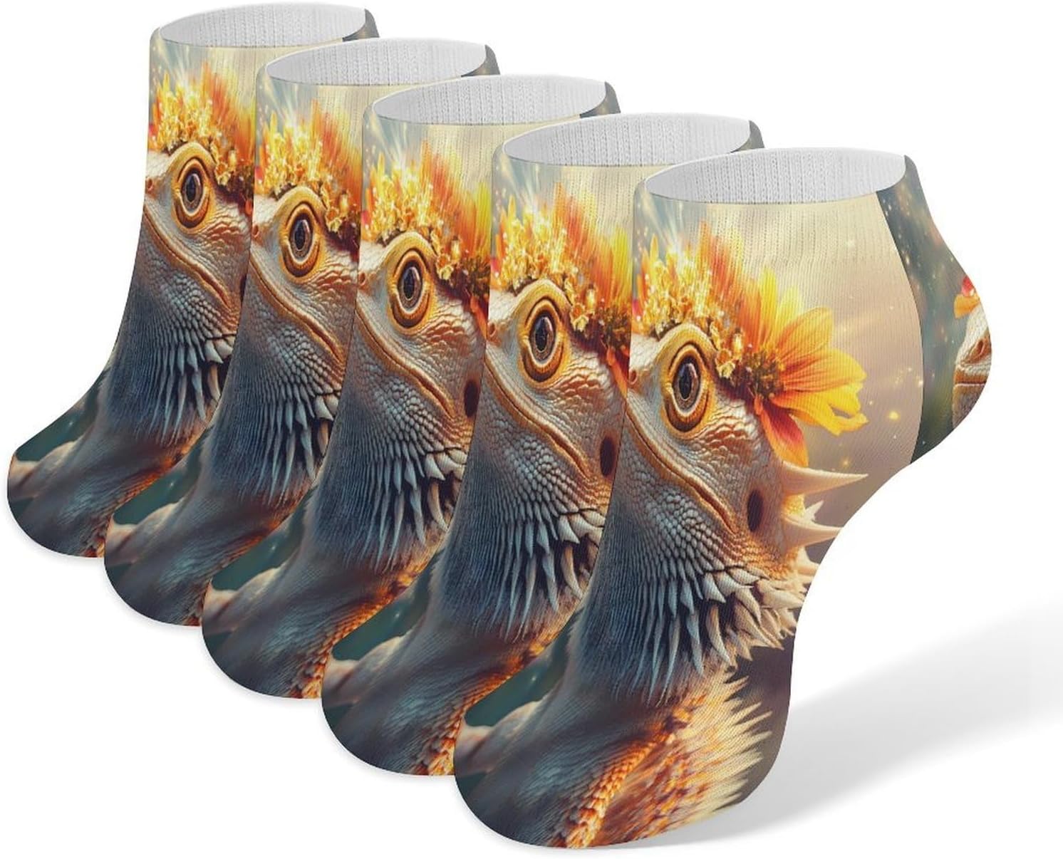 Lizards Bearded Dragon 5 Pairs Low Cut Ankle Socks Casual Liner Sock No Show Invisible Socks for Men Women