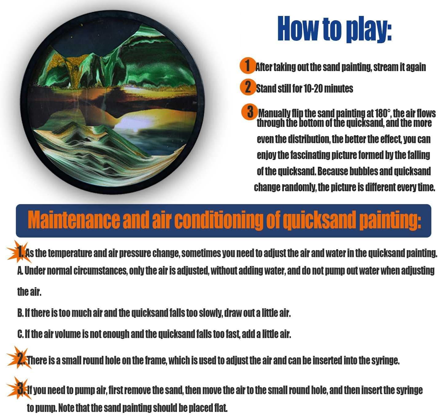 KRIDDR Moving Sand Art Pictures Set of 2 Round Glass 3D Moving Deep Sea Sand Landscape for Kids Adults Relax Toys Home Office Desk Decor