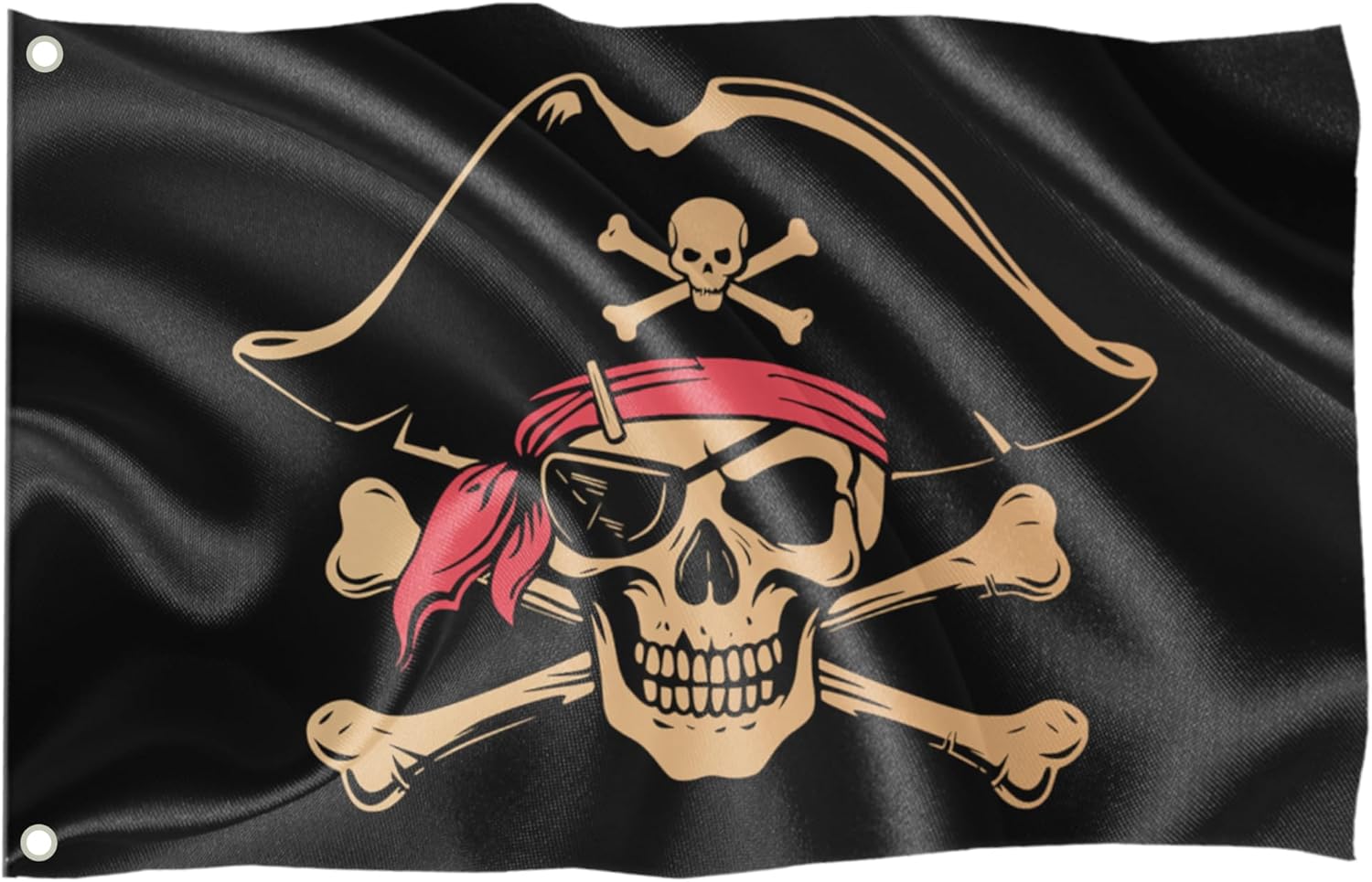 Pirate flag in various sizes, weatherproof, with eyelets, for outdoor and indoor use, 100% polyester (pirate 4, L)