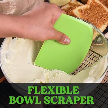 مكشطة مقعد SURDOCA Dough Scraper - مكشطة بلاستيكية مرنة 3P 4.7x3.7 بوصة ، مكشطة كعكة حادة وحافة بزاوية. أدوات تزيين المخابز غير القابلة للانزلاق أدوات النحت والنمذجة - أخضر + أبيض + أخضر