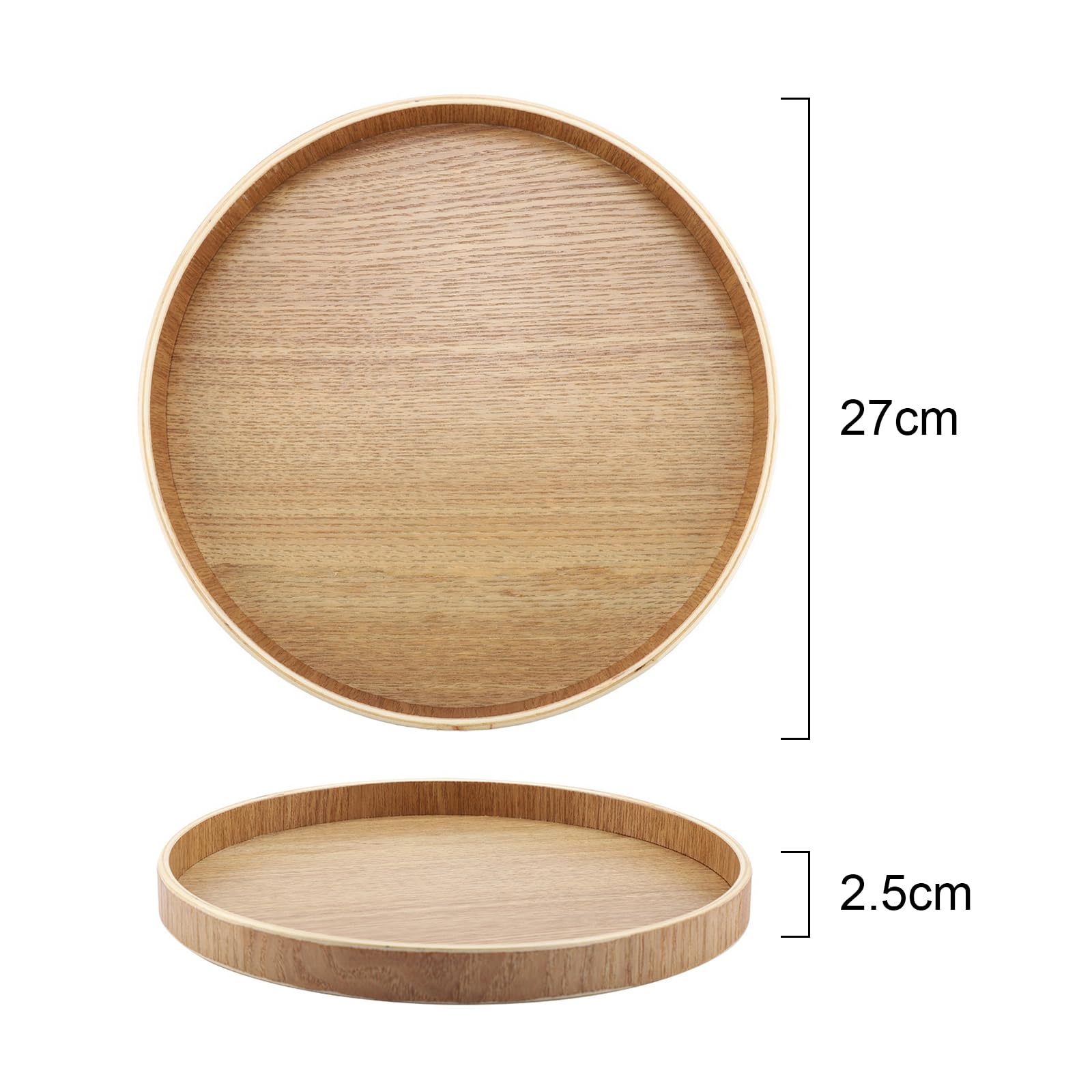 ANTHYTA Vassoio In Legno Rotondo 27 CM Vassoio Da Portata Di Servizio Piatti Da Portata Grandi Tondo Vassoio Dolci In Legno Vassoio Da Portata Versatile Per Tè, Caffè, Frutto E Cibo - 2