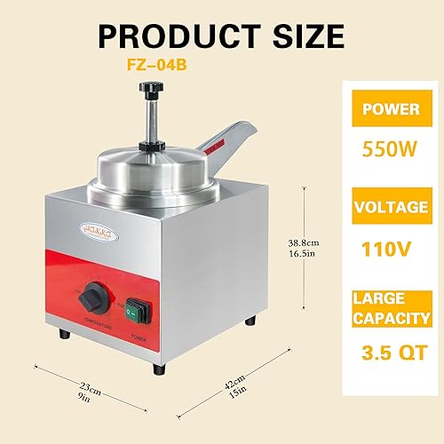 Miniatura 7 de Hakka - Calentador de queso con paloma, dispensador eléctrico de queso de 3.5 cuartos de galón, dispensador de dulce caliente, calentador de salsa