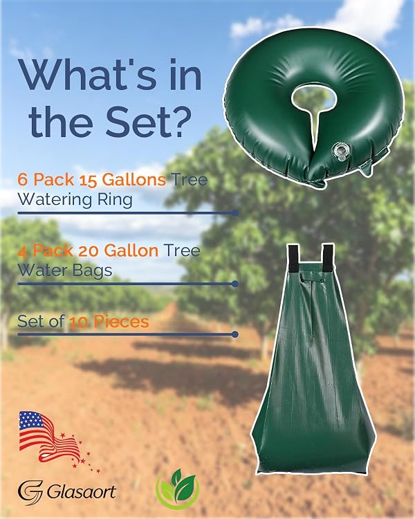 10 Pack 15/20 Gallon Tree Watering Bags, Slow Release Watering Ring by Glasaort - Used condition - Image 3