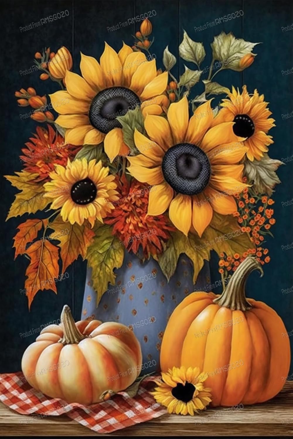 RMSGOZO Fall Diamond Painting Kits 20 X 20 Inch - Colorful Pumpkins Sunflowers Diamond Painting, Full Round Gemstone Embroidery Kit for Adults Kids, for Home Decor Fall Decor Or Gifts