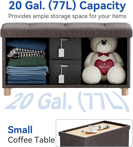 Miniatura 52 de BRIAN & DANY Otomana pequeña con almacenamiento, taburete de pie, cubo de almacenamiento otomano, reposapiés para sofá con patas, color marrón, 15 x