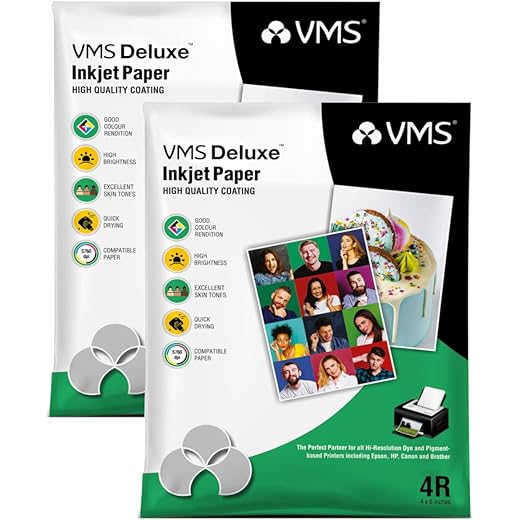 VMS Deluxe Glossy Photo Paper 180 GSM 4R Pack of 200