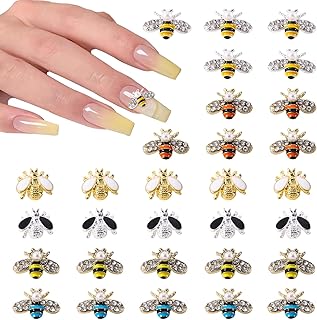 30pcs Alloy Rhinestone Decorations - Metal Nail Accessories - Nail Jewels Pearl Nail Gems Animal Nail Charms 3D Bee Charms and Beads for Nails