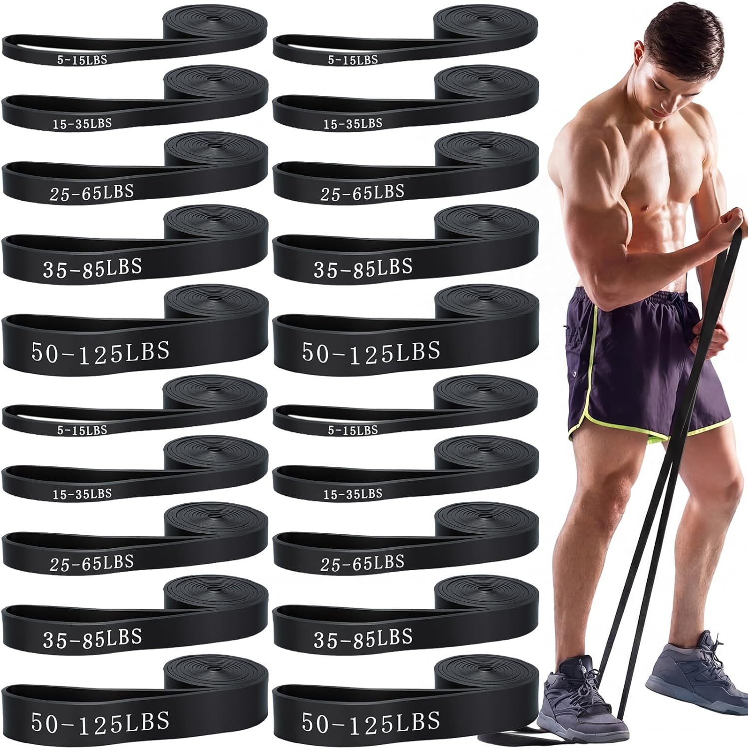 Thenshop 20 Pcs 4 Sets Resistance Bands 5 Levels Pull up Assistance Bands Long Heavy Duty Exercise Workout Band Straps for Working Out Muscle Training Physical Therapy Muscle Training Men and Women