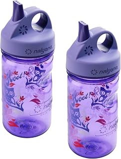 Nalgene Grip-n-Gulp Everyday Kids 12oz Water Bottle - 2 Pack (Purple Hoot)