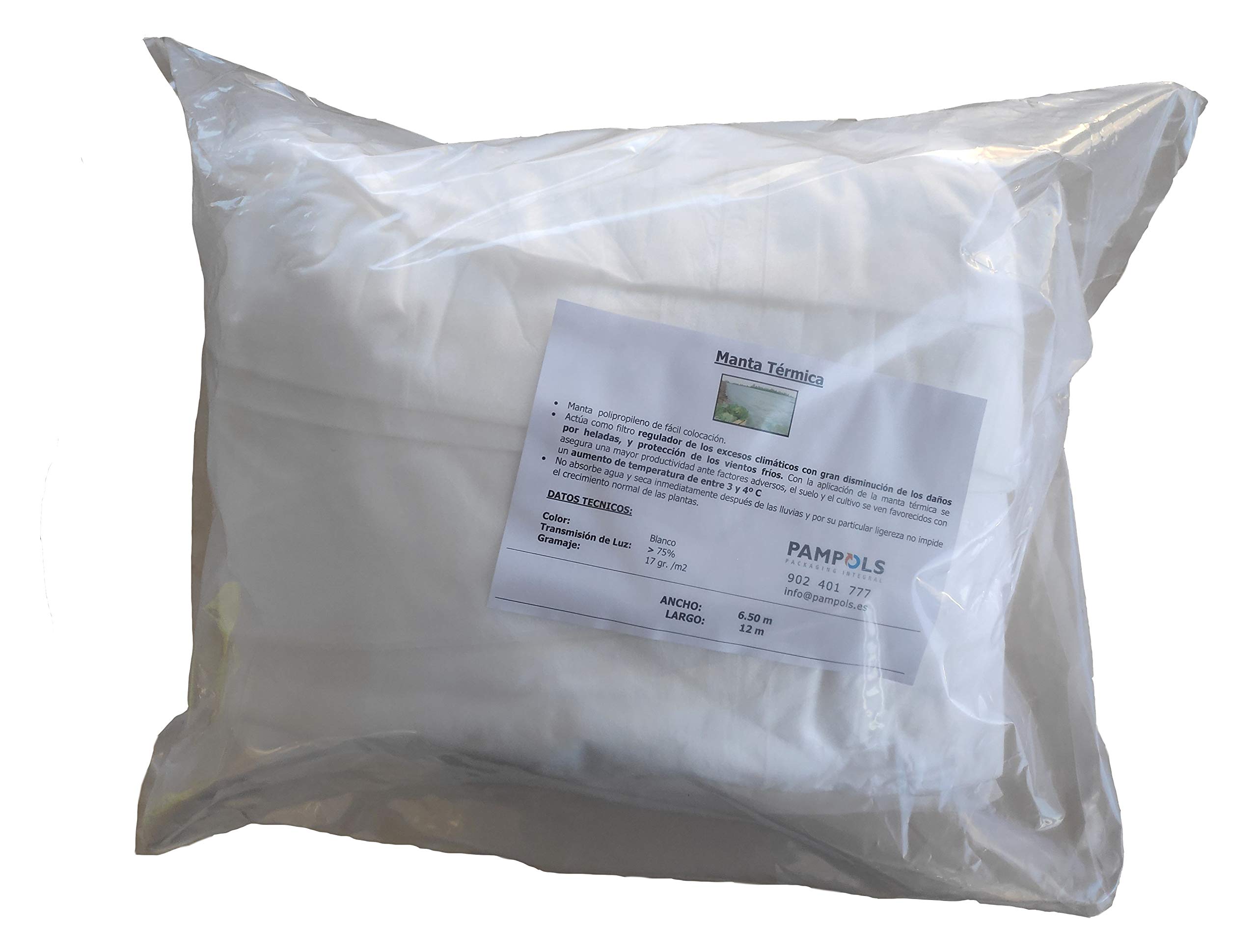 Malla Térmica Manta Antiheladas | Protección contra el Frío de Frutales y Plantas de Exterior, Cultivos o Huertos | Funda Plástico Protector de Viento y Control de Plagas | 6,5x12m (78m2)