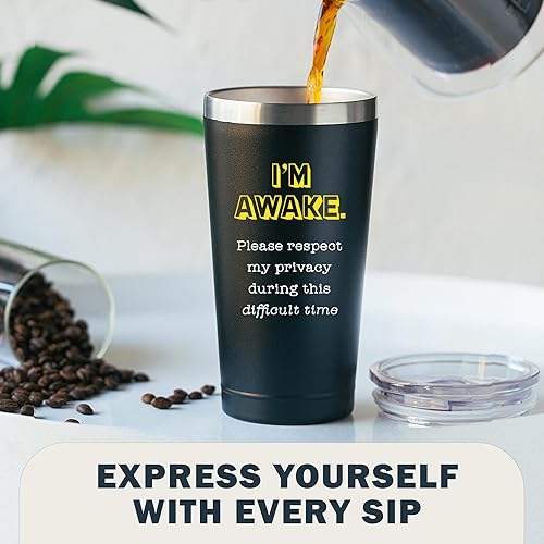 Miniatura 3 de Regalos divertidos para hombres y mujeres, vaso de café aislado de 16 onzas con tapa, color negro, regalos sarcásticos para mujeres y hombres, ideas