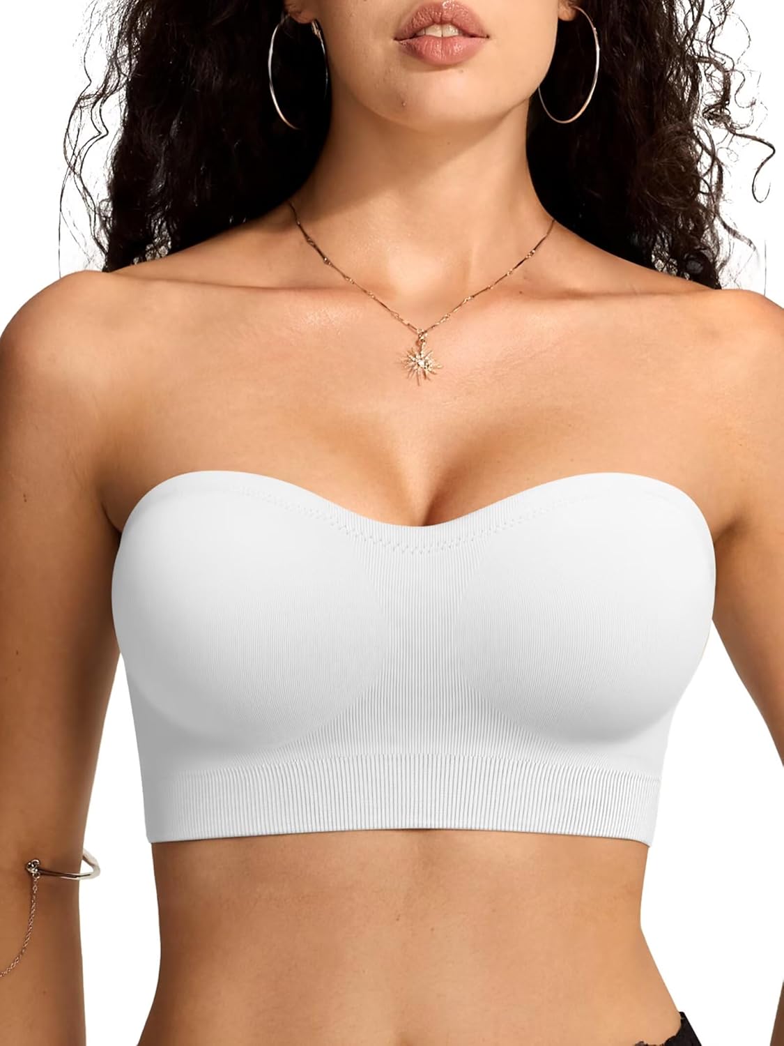Vertvie Strapless Bras for Women Non-Slip Push Up Wireless Bandeau Bra Seamless Comfort Tube Top Supportive Padded Bralette