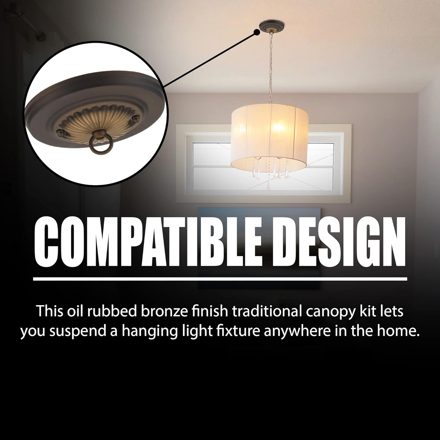 Ciata Lighting 5 Inch Canopy Kit with Hook, Mounting Hardware for Chandelier, Fan, Swag Light Fixtures, Pendant Light, Hanging Light Fixtures, Max 50 Pound Load Capacity in Oil Rubbed Bronze Finish