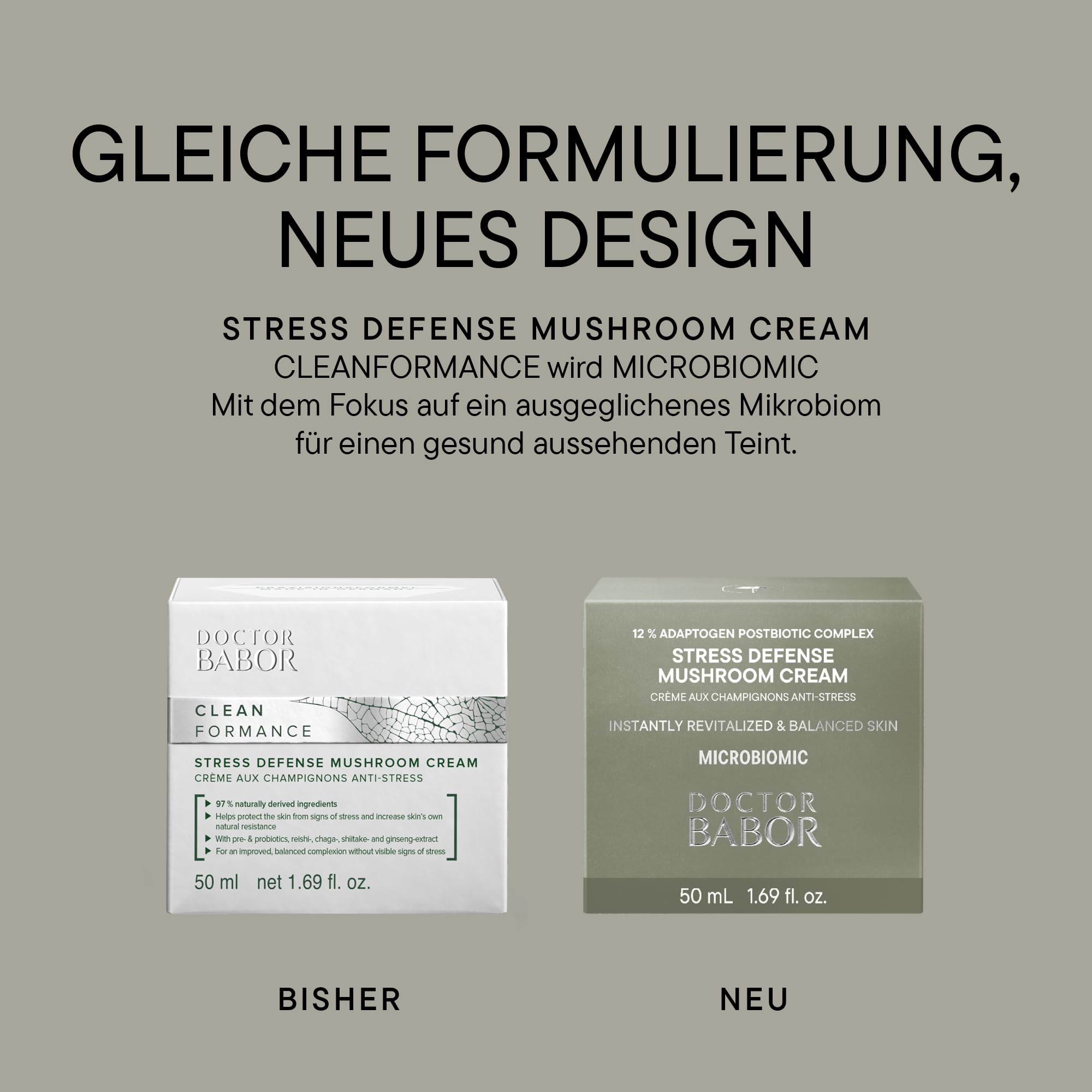 DOCTOR BABOR Microbiomic Stress Defense Mushroom Gesichtscreme (50 ml) – vegane, antioxidative Feuchtigkeitscreme – professionelle Gesichtspflege zur Stärkung der Hautbarriere