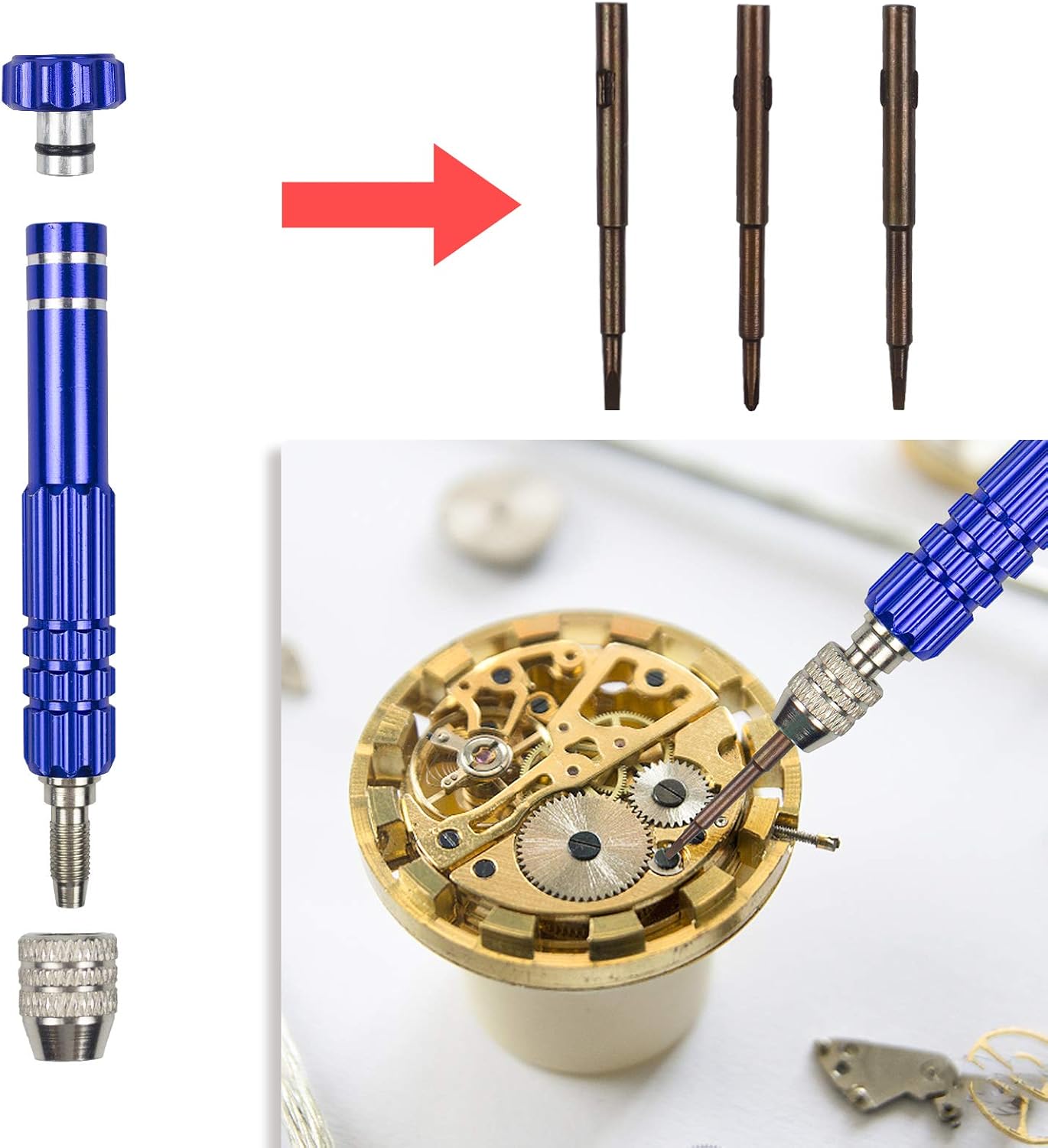 Zistel 6 in 1 Watch Battery Replacement Tool Kit Watch Back Remover Tool for Various Kinds of Watch Multifunctional Watch Opening Tool