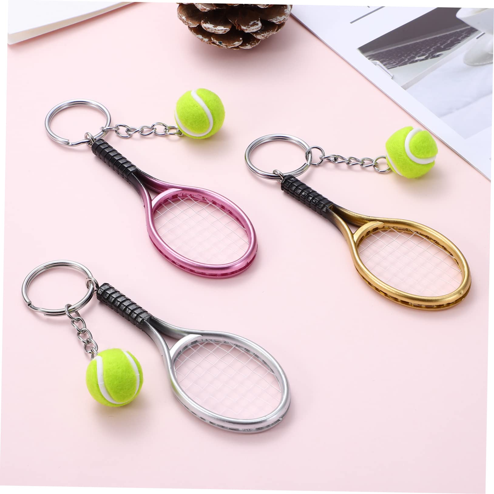 15pezzi Portachiavi Tema Tennis Con Racchetta e Pallina Creativo Per Amanti Dello Sport Accessori Per Zaini e Souvenir Decorativi