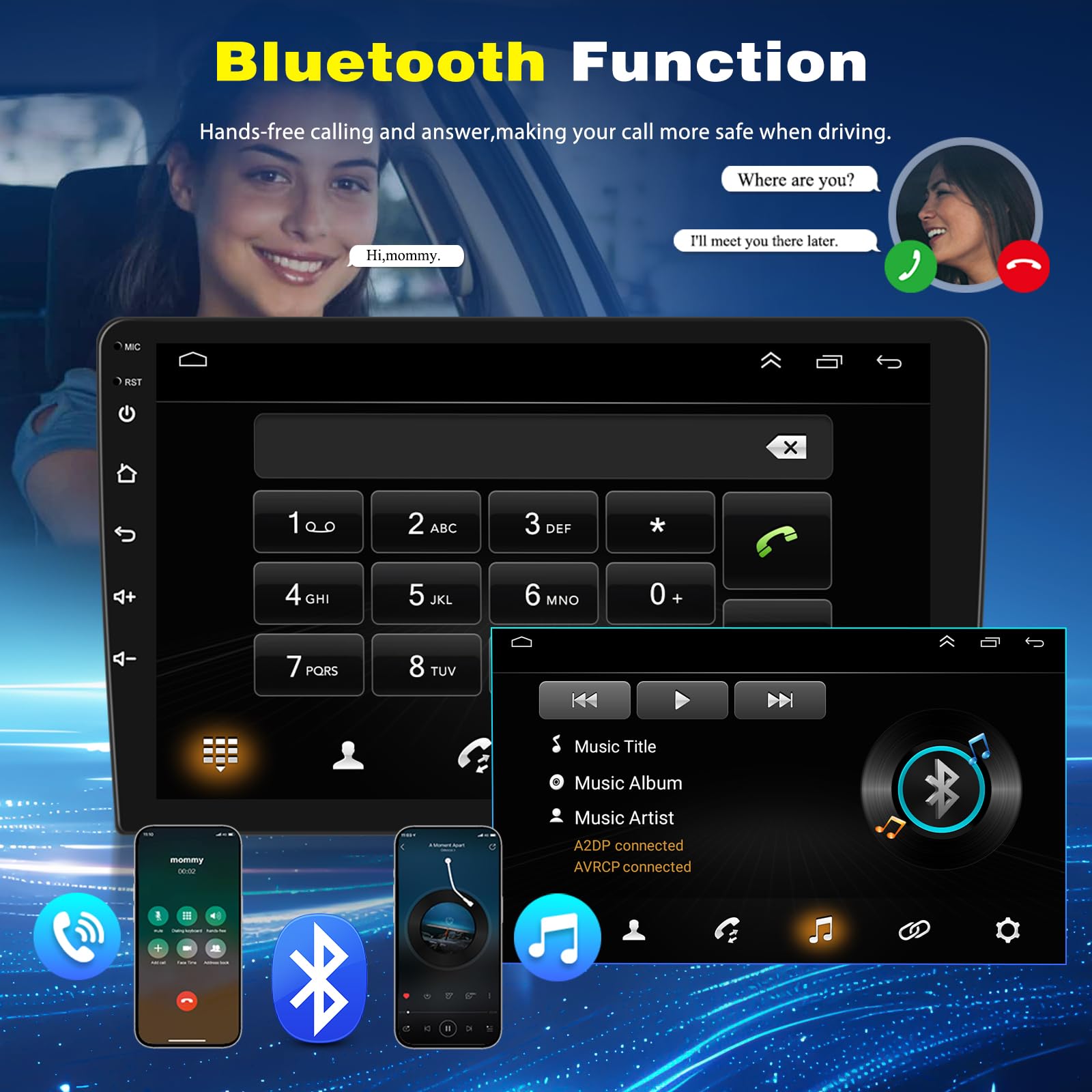 Autoradio Android 14 Radio Coche para Mercedes Benz Smart 453 Fortwo 2014-2022 con Carplay y Android Auto 9" Pantalla Táctil, Bluetooth 5.0 GPS Volante Control RDS WiFi BT Cámara & Mic, 2+32G