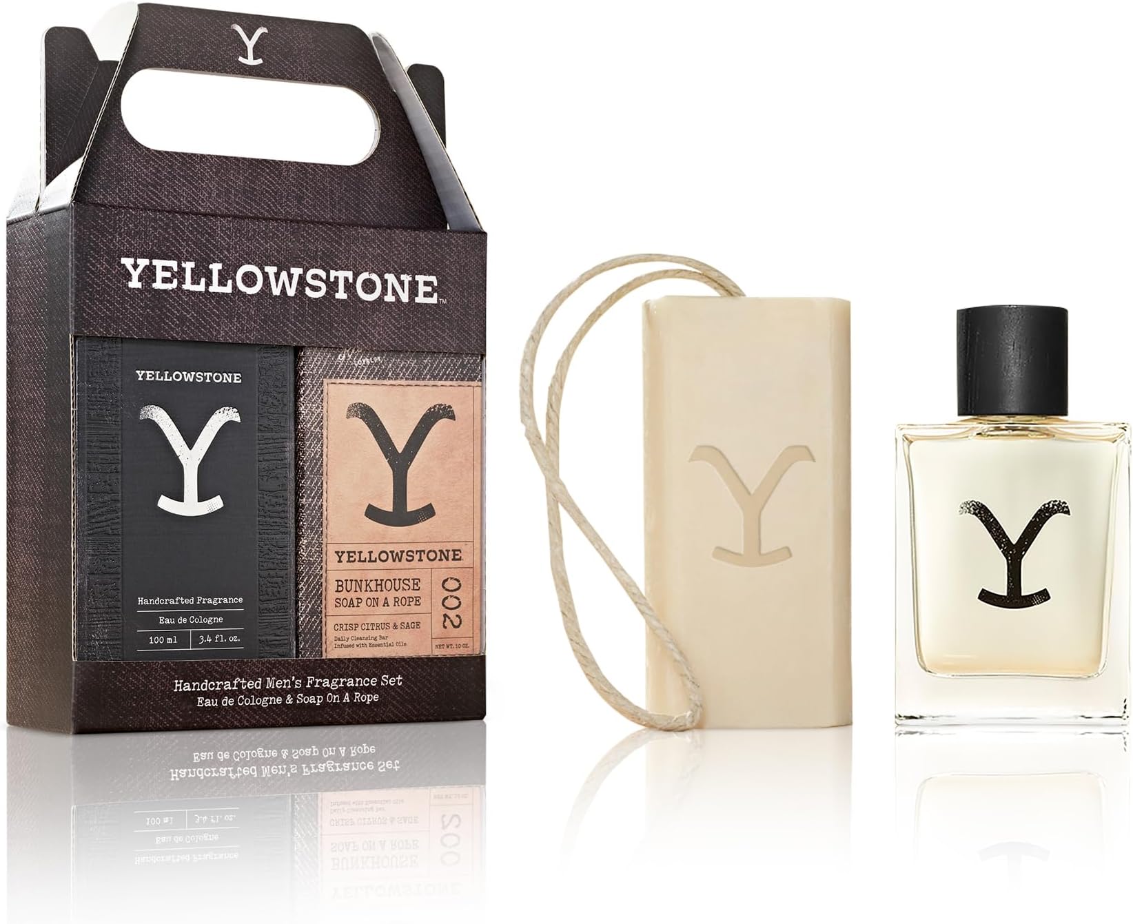 Yellowstone Men's Fragrance & Grooming Gift Set, Eau de Cologne & Artisanal Bar Soap On A Rope - 3.4 fl oz (100 mL) |10 oz