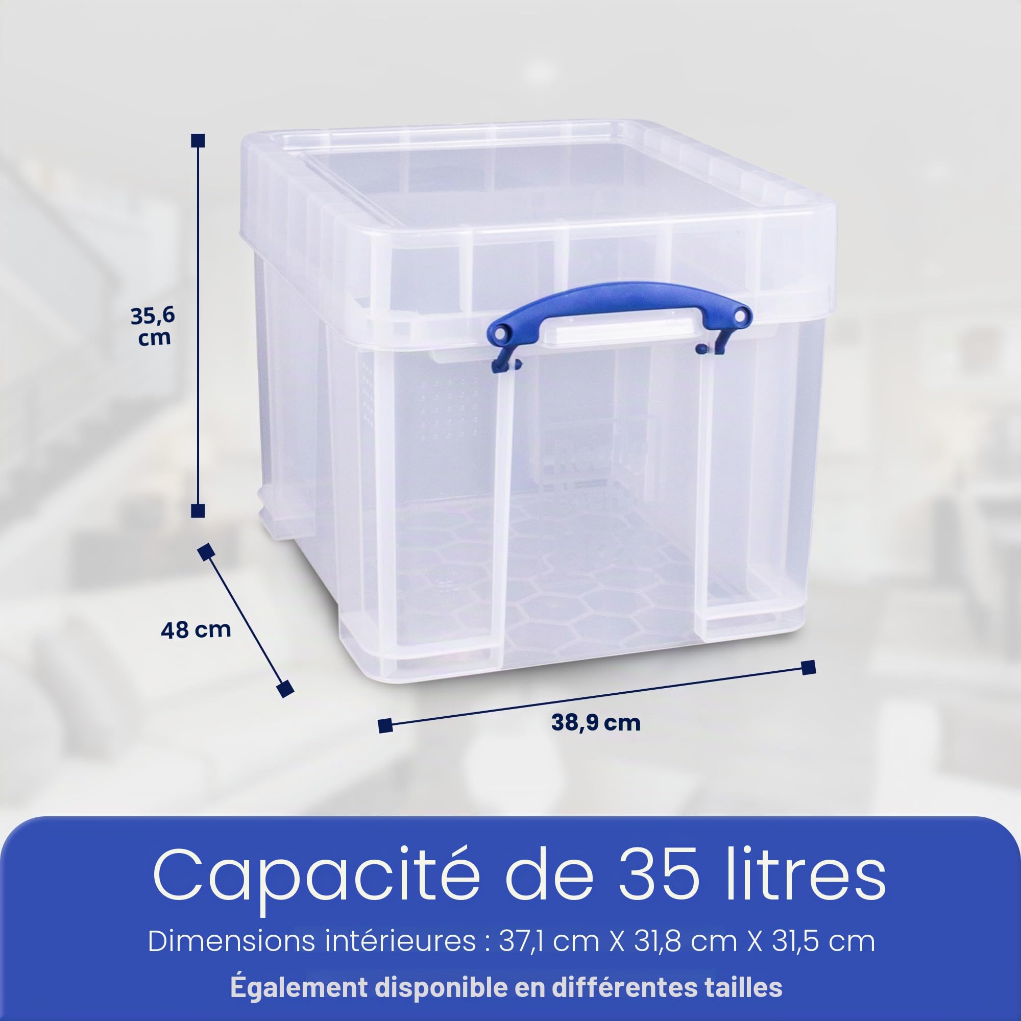 Really Useful Boîte de rangement transparente 35 litres