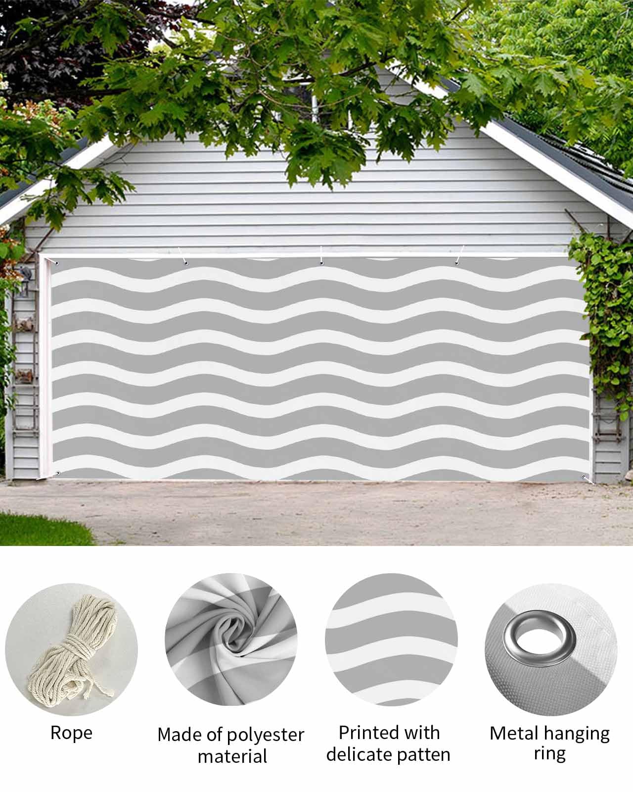 Amazon.com: Garage Door Banner Cover 6 x 13 ft Gray and White Water Ripple  Striped Holiday Garage Door Decorations Photo Background Large Outdoor  Hanging Backdrop Garage Door Cover for Party Home Decor :