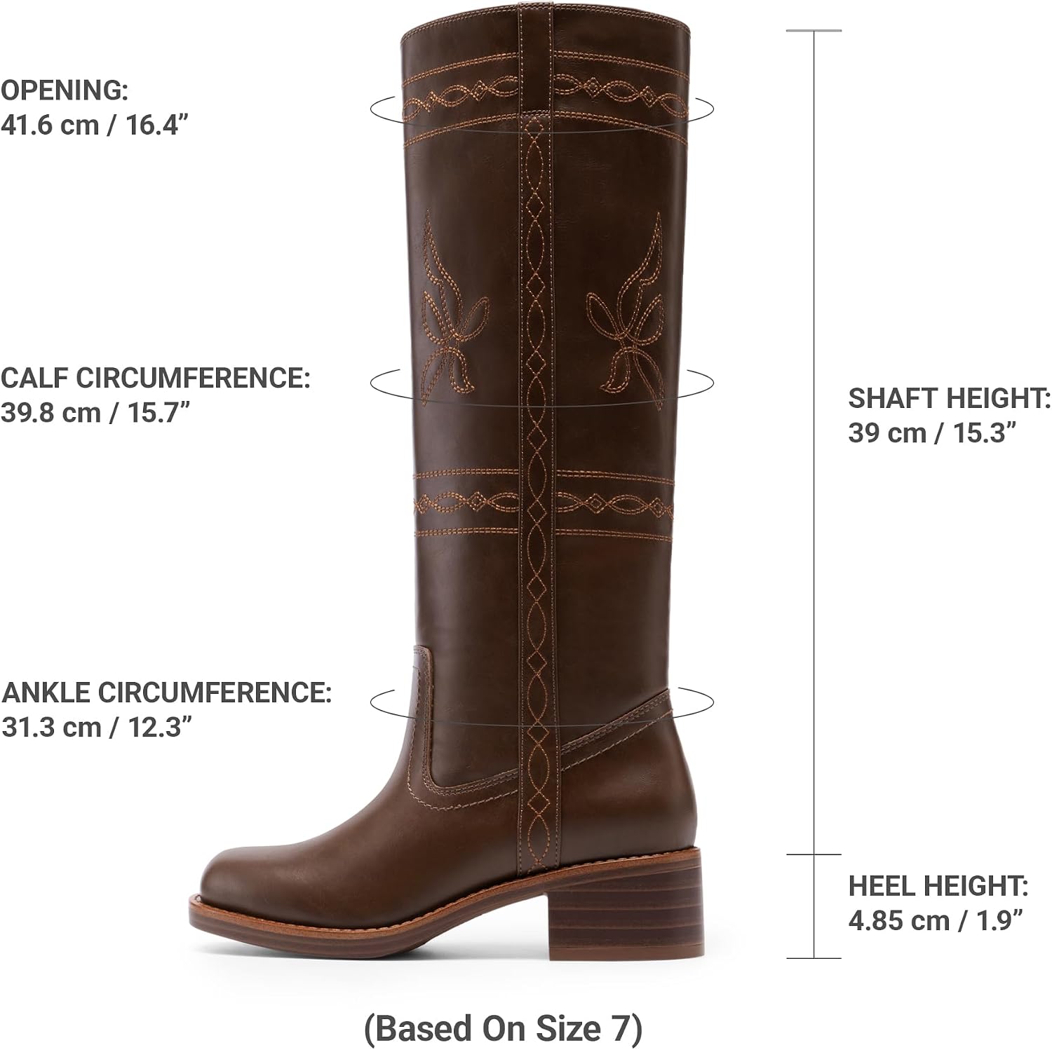 DREAM PAIRS Women's Knee High Boots Pull-on Tall Shaft with Western Stitching Vintage Style Comfortable Square Toe Boots for Women