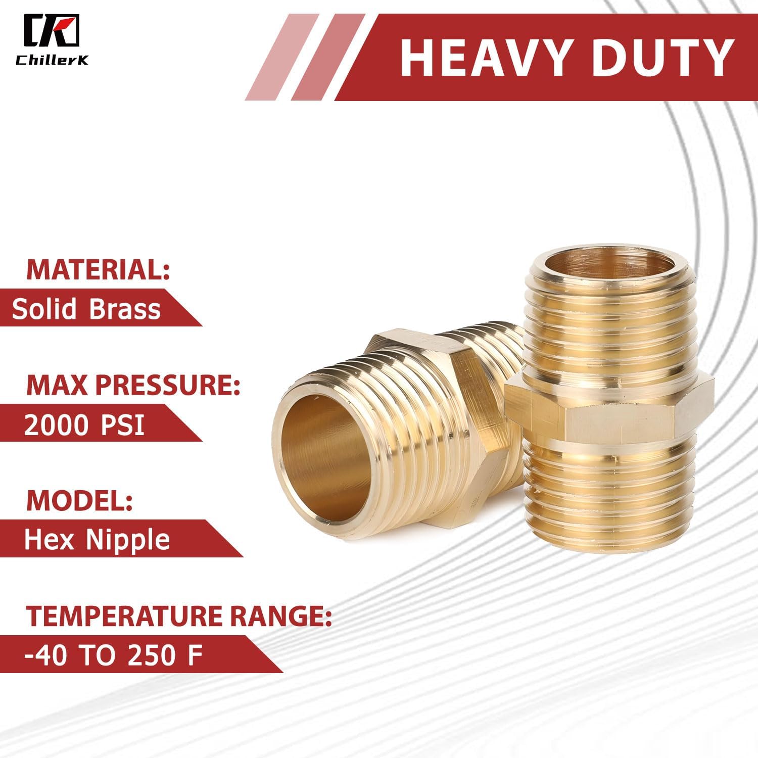 Hex Couplings, 3/4" NPT Male To Male Brass Hex Nipple Adapters, Brass Pipe Extension Fittings for Oil/Air/Water/Gas Systems. (4 Pack)