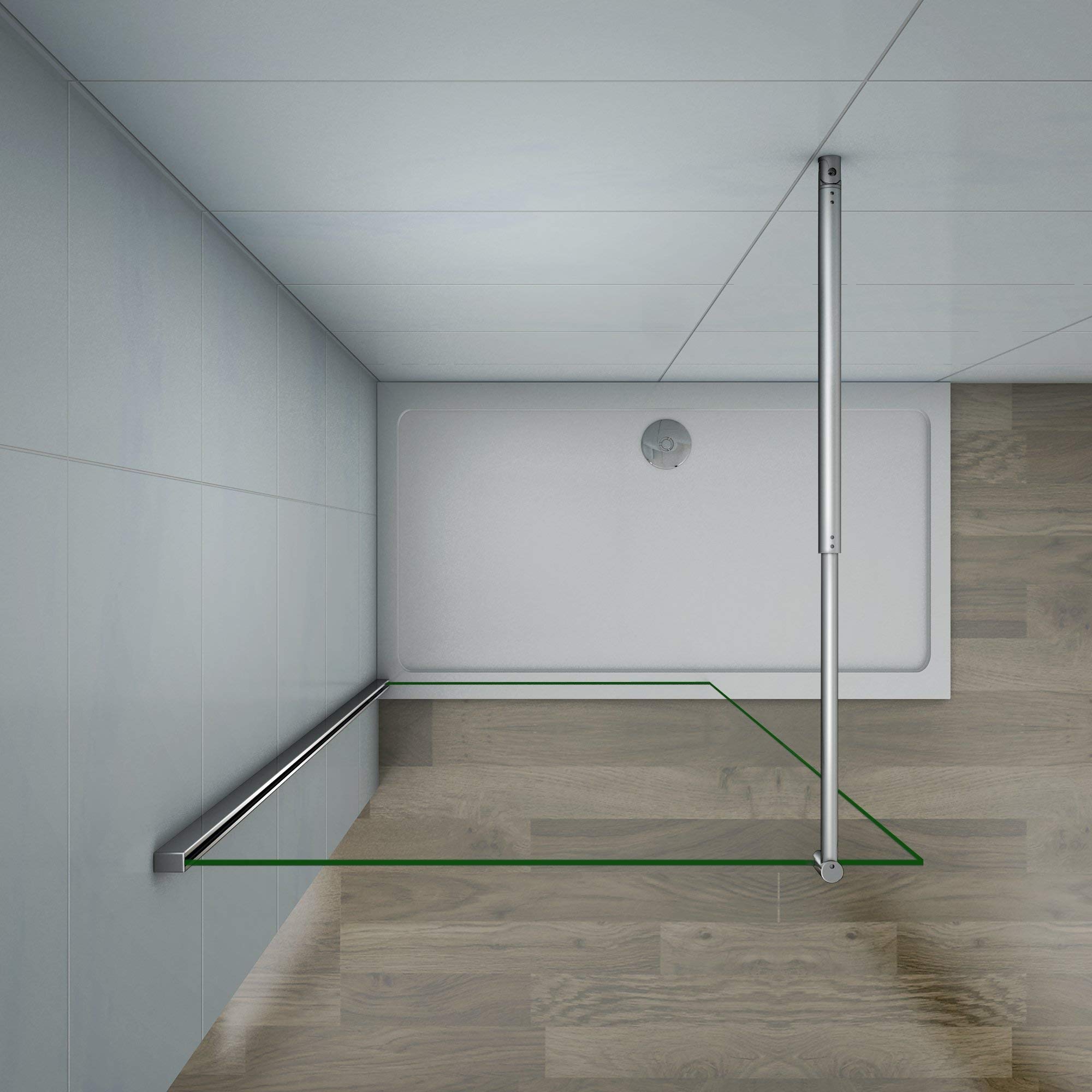 Parete Doccia Walk In Vetro Temperato Trasparente Anticalcare 8 mm Con Barra Stabilizzatrice regolabile da 70-120cm misura 80x200cm
