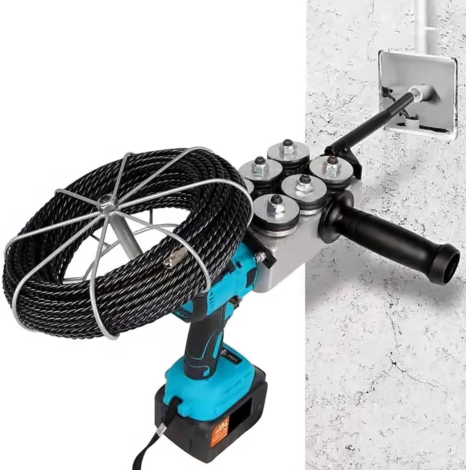 Automatic Fish Tape Tool - Electric Cable Lead Pipe Stringing Machine with 2 Batteries for Construction and Hydropower Network Communication