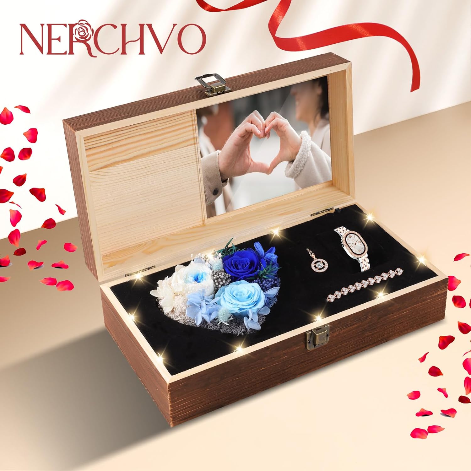 Valentines Day Birthday Gifts for Women, Preserved Roses with Necklace Watch Bracelet - Luxurious Elegance Gifts for Women, Wife, Girlfriend, Mom, Grandma, Her on Birthday, Anniversary - Image 7