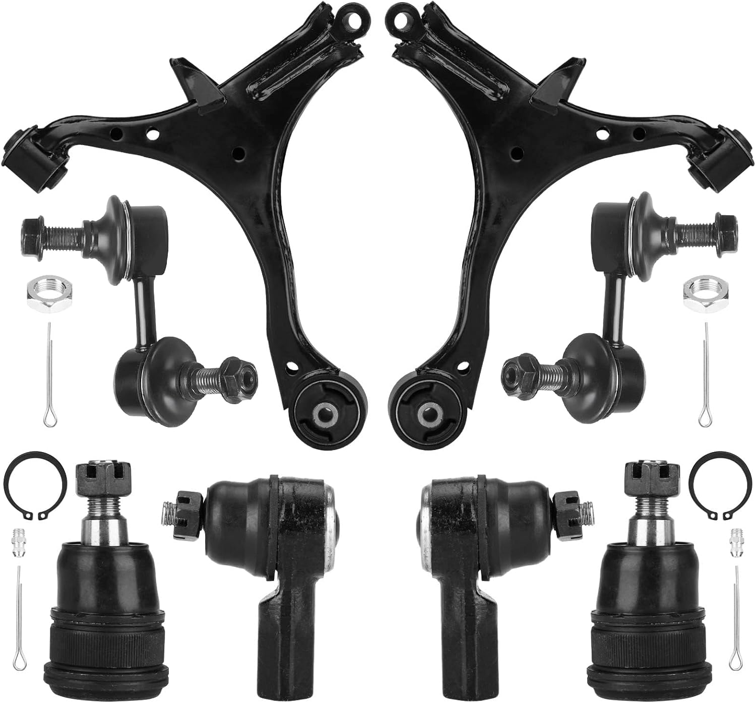Front Lower Control Arm Suspension Kit Fit for Honda Civic 2001 2002 2003 2004 2005 (Not for SI Models), with Ball Joints Sway Bars Outer Tie Rods - 8pcs