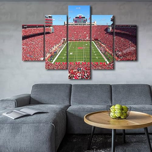 Vista 289 de Cuadros de estadios deportivos de fútbol americano de Minnesota, cuadros de vikingos, 5 paneles, lienzo para pared, arte de pared del estadio