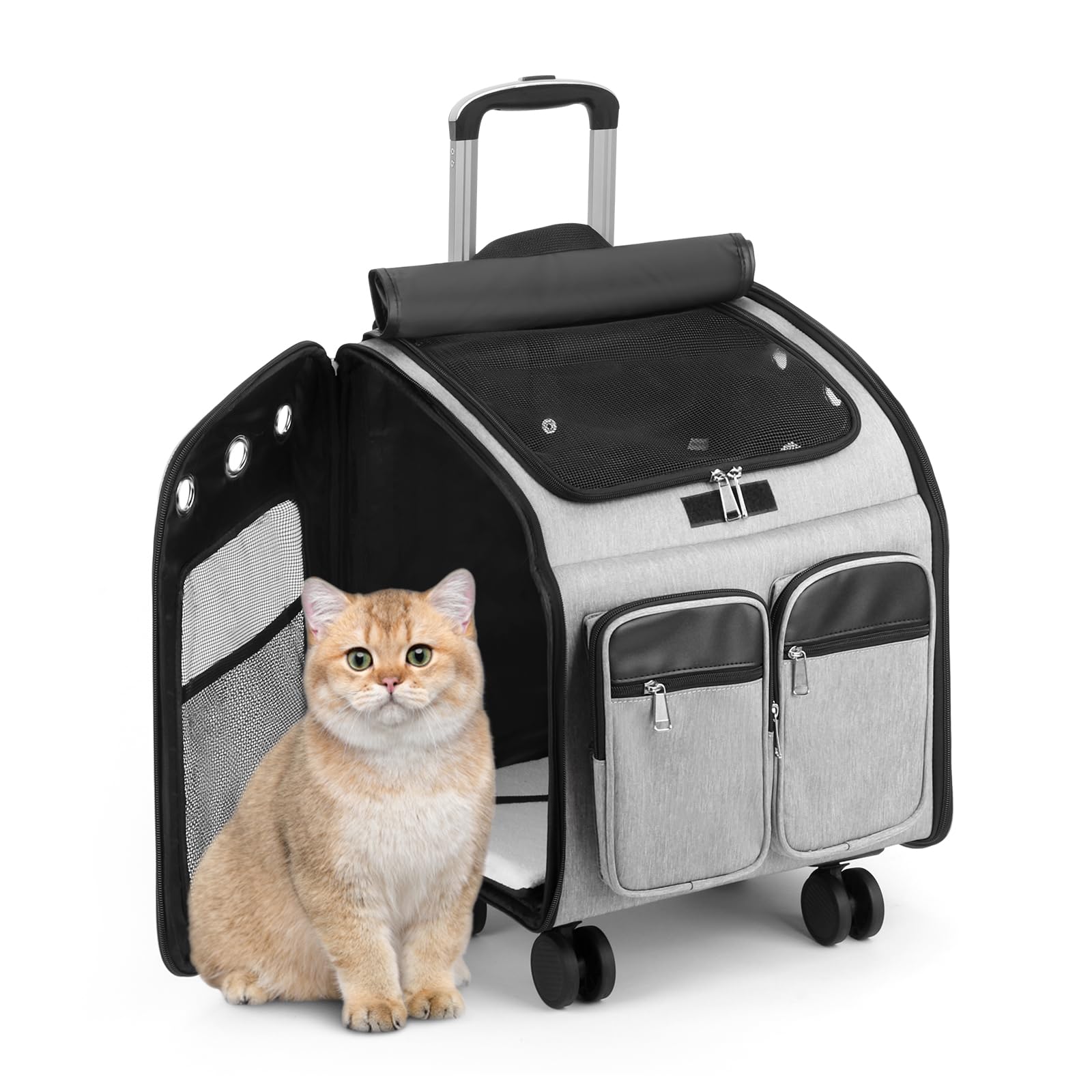 ybaymy Mochila para perros con carrito 2 en 1 mochila para gatos con ruedas para perros y perros pequeños