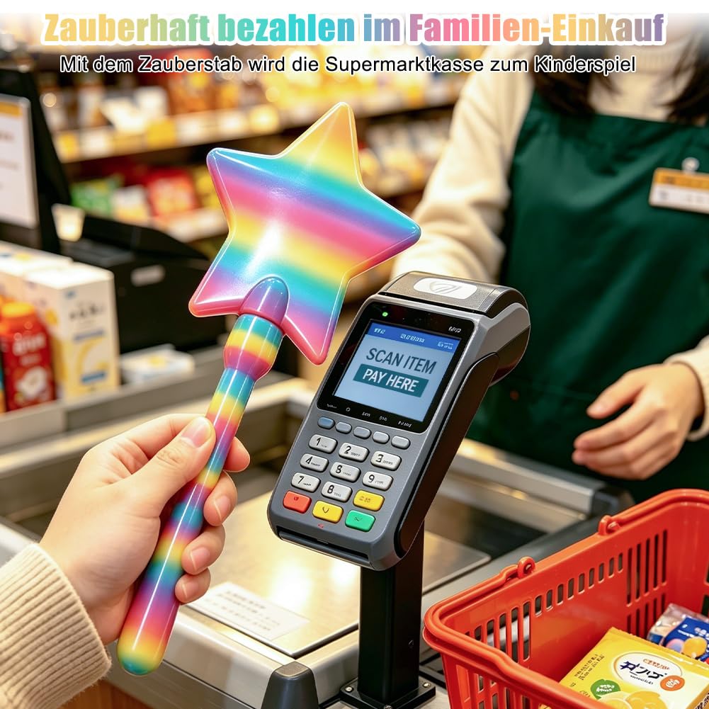 Zauberstab EC Karte, Zauberstab Kreditkarte, 3D Gedruckter Wand Zum Bezahlen 3D Print Bezahl Zauberstäbe Lustige Cardholder Kreditkartenhalter für Teens Erwachsene (Bunt)