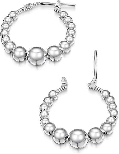Amberta Women's 925 Sterling Silver Hoop Earrings