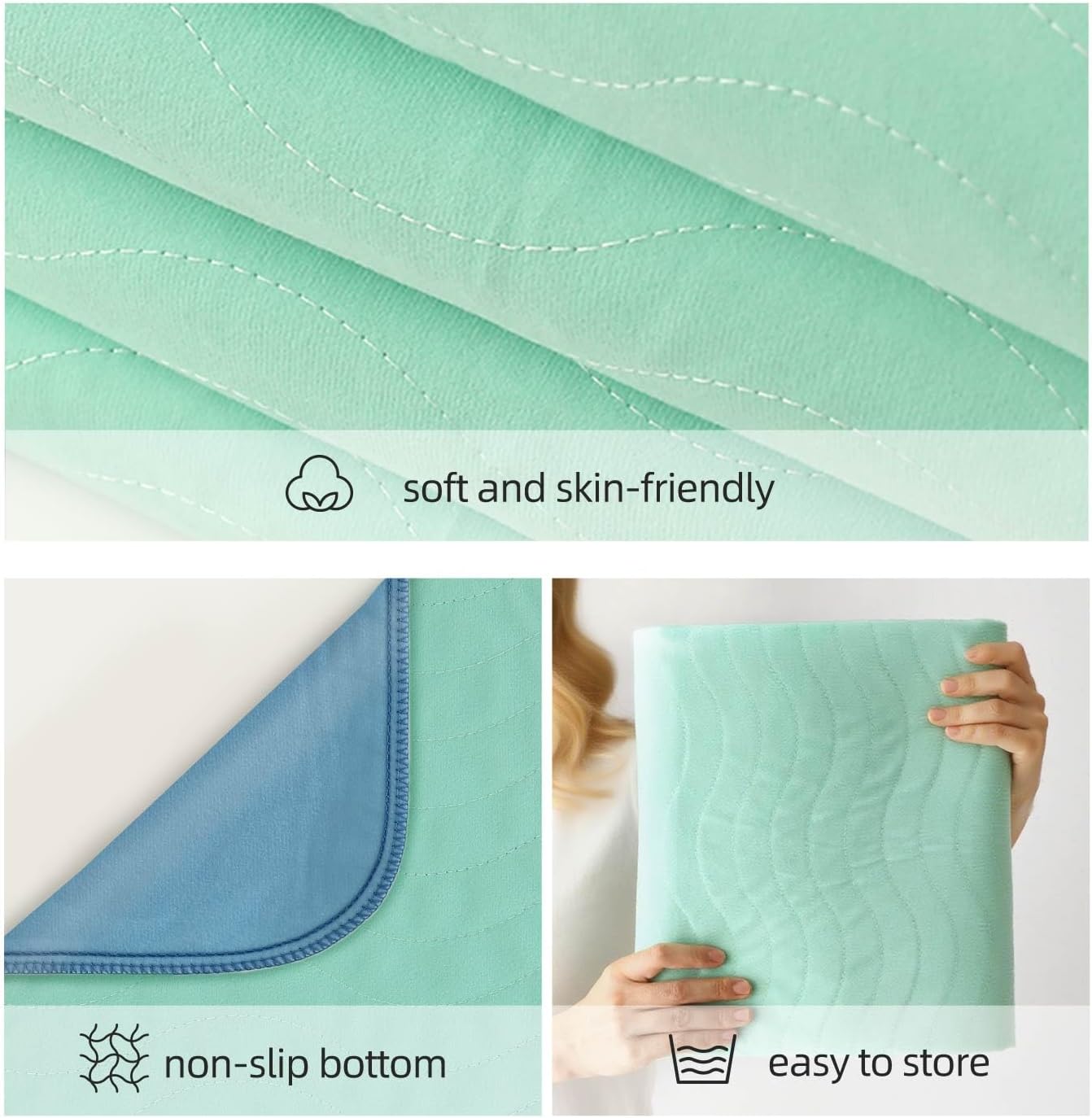 Pee Pads for Adults, Kids and Pets, Cotton-Like Surface, Machine Washable, 100% Leak Prevention with Waterproof TPU Layer (6 Pack, 34*36 inch)
