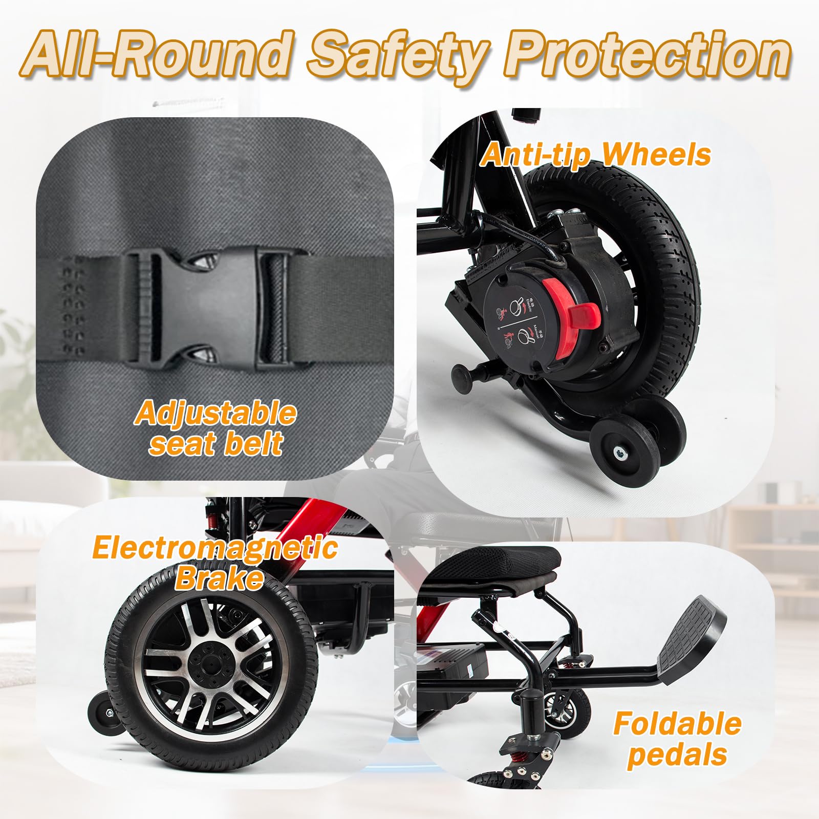 Sillas de ruedas eléctricas ligeras de 12 millas para adultos, silla de ruedas eléctrica compacta y portátil para todo terreno, silla de ruedas motorizada plegable y ligera de 220 lb,One Size