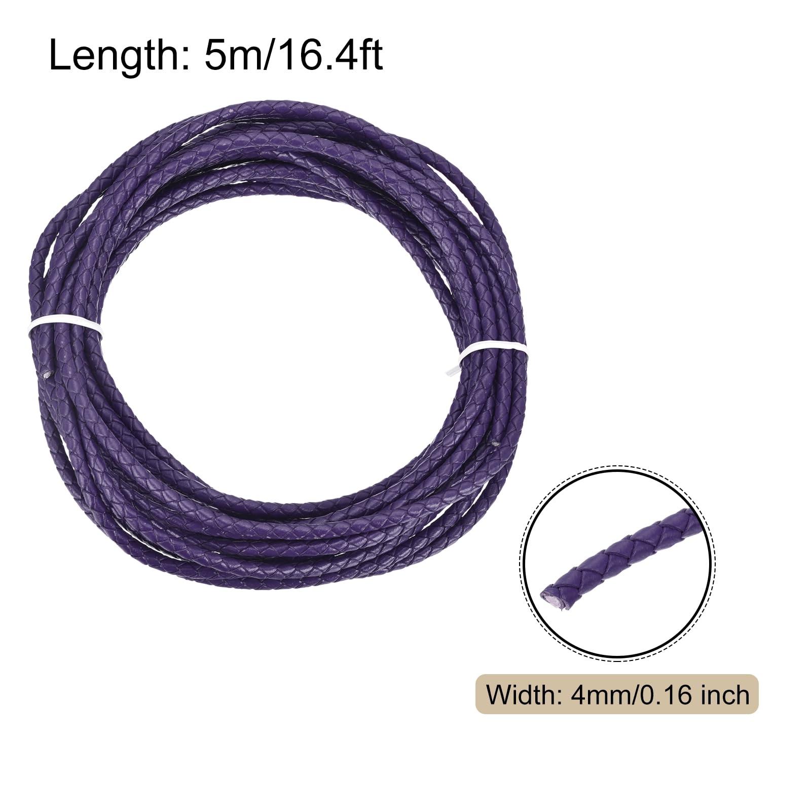 Rebower Round Braided Leather Cord 4mm Bolo Leather Cord String Rope for Jewelry Making Necklaces, Bracelets, Wraps, Crafts - Image 2