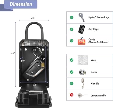Smart Box Lock,CATCHFACE Key Lock Box Wireless Lock Box with App and Share ekey Bluetooth Key Lockbox Door Handle Biometric Lockbox Wall Mounted Smart lockbox for Apartment Realtor Office Home[New]