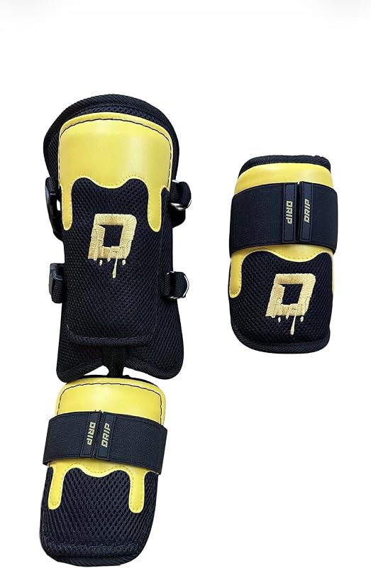 Youth Baseball Shin and Elbow Guard Set, Pink/Aqua/Black, Adjustable Straps, Lightweight, Breathable Mesh Lining