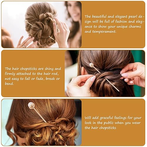 Miniatura 9 de 4 piezas de perlas, palillos chinos para el cabello, palillos para el cabello, suministros Hanfu para niñas, accesorios para el cabello, chal,