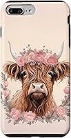 Vista 12 de Funda bohemia para iPhone 16 con diseño de vaca escocesa de las tierras altas, color rosa