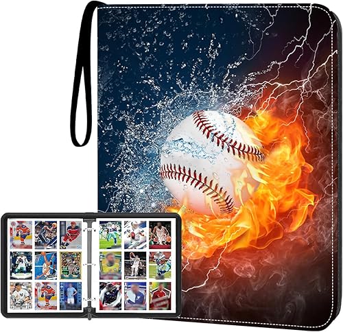 HESPLUS Carpeta de tarjetas con 9 bolsillos, carpeta de tarjetas coleccionables con mangas, carpeta de tarjetas de béisbol, carpeta de tarjetas