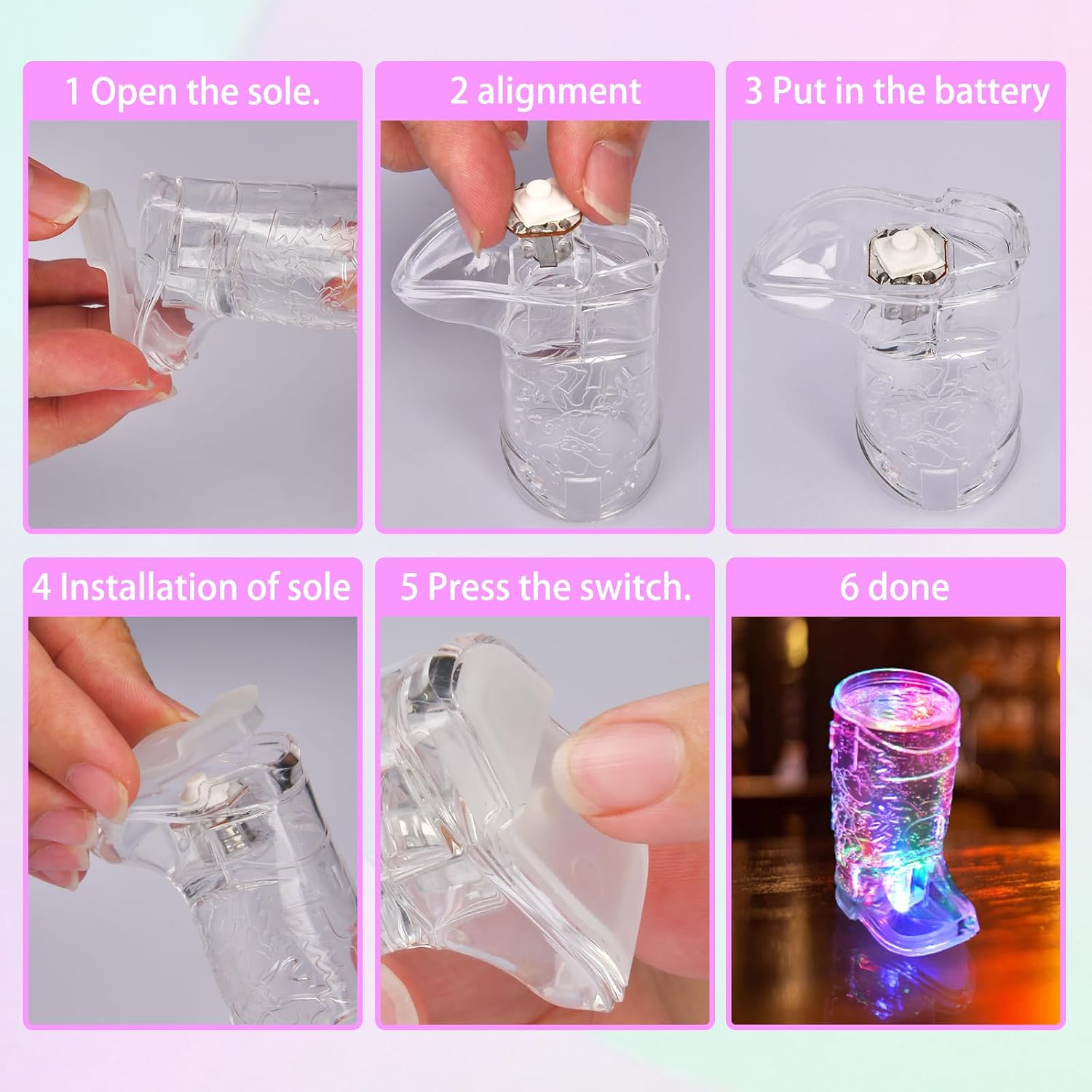 Light Up Shot Glasses Set of 16 Shots Cups 1.5 oz Cowboy Boot Shot Glasses Glow in the Dark Shot Glasse Led Shot Glasse Party Favors Adults for Theme Party Supplies Bachelorette Birthday Wedding