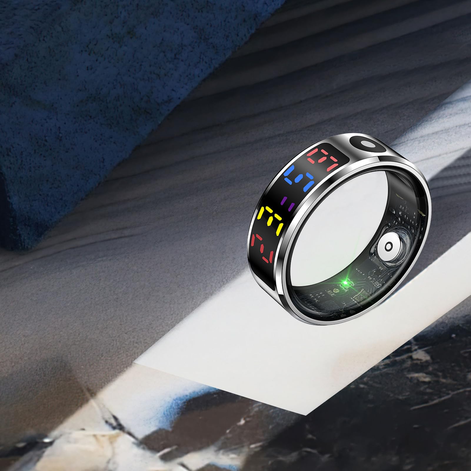 Smart Ring with LED Display Screen, IP68 Water Proof Fitness Tracker Ring with Charging Case, Multi Sports Modes, Wearable Touch Control Activity Tracker Ring for Women & Men (#9)