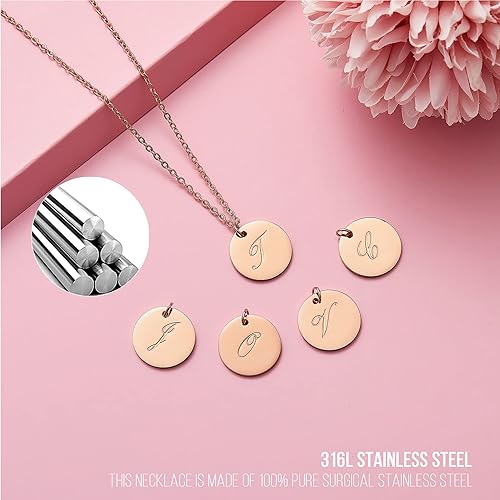 Miniatura 7 de WW Lifetime Initial Pendent Necklace A-Z Letters Alphabet Necklace Sets 18K Rose Gold Stainless Steel Charm Chain Necklace Gift Jewelry for Girls